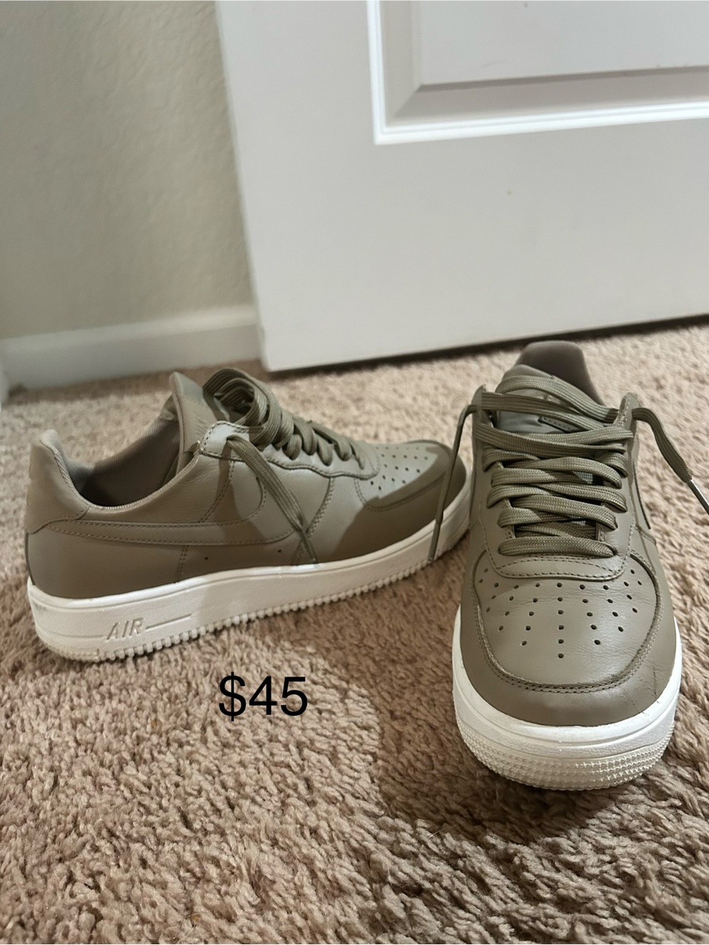 Nike Olive Green Low-Top Sneakers with White Sole